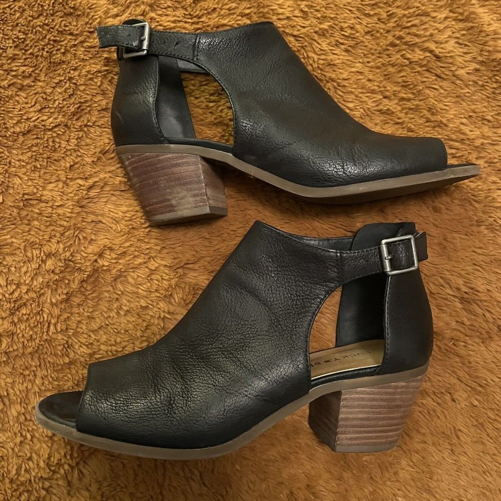 Lucky Brand LP-Barimo Ankle Boots Leather Adjustable Ankle Sling back Mules 9M